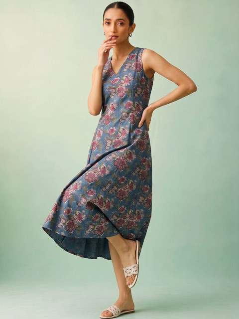 Anouk Rustic Floral Print A-Line Midi Dress - Image 3