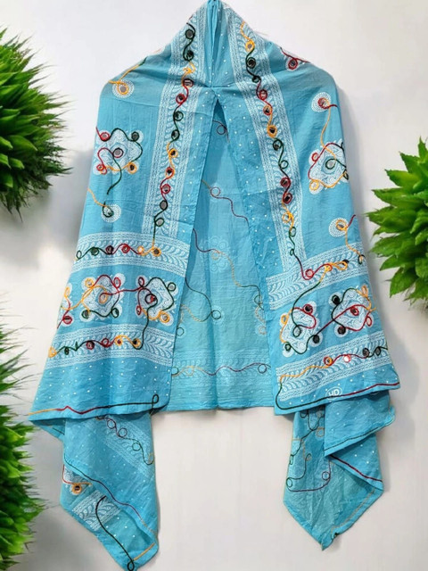 Leheriya Ethnic Motifs Embroidered Handwork Dupatta - Image 3