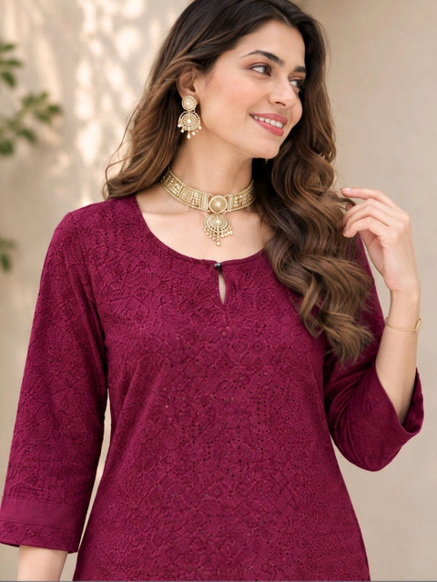 Moda Rapido Women Ethnic Motifs Keyhole Neck Kurta - Image 4