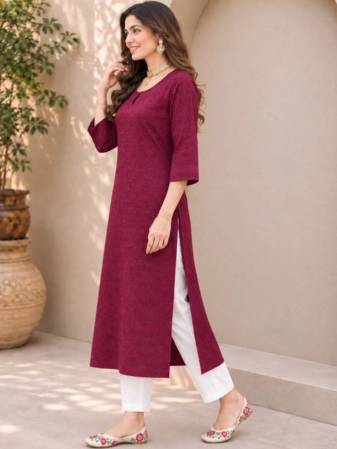 Moda Rapido Women Ethnic Motifs Keyhole Neck Kurta - Image 3