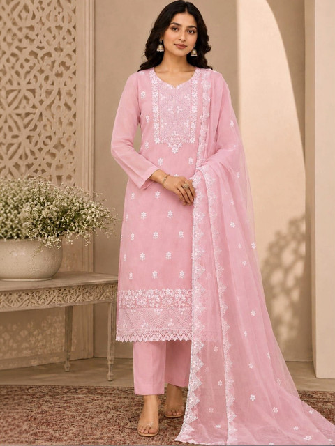 M FASHION Organza Unstitched Dress Material