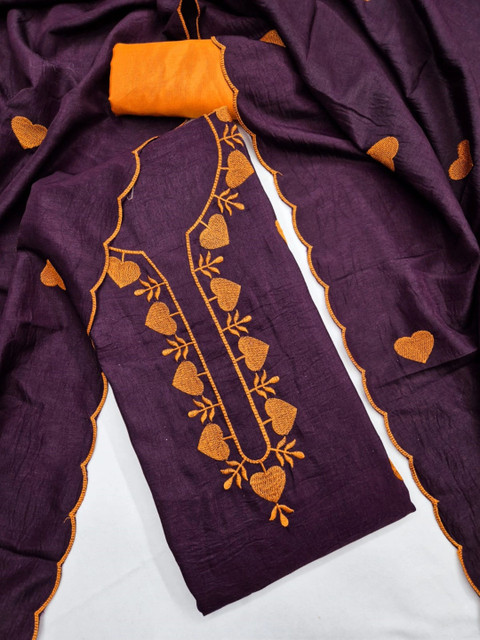 KALINI Women's Parampara Silk Embroidered Unstitched Dress Material with Dupatta - Image 4