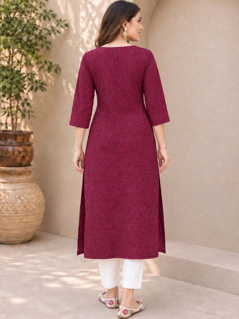 Moda Rapido Women Ethnic Motifs Keyhole Neck Kurta - Image 5