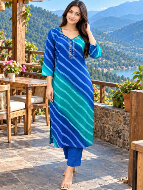 Roly Poly Women Printed Thread Work Kurta