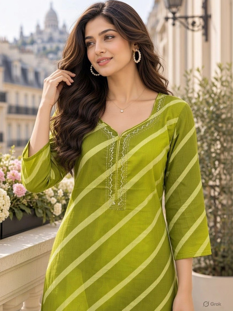 KALINI Women Printed Thread Work Kurta - Image 2