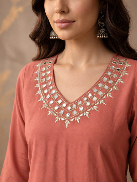 all about you Embroidered Tunic with Trousers - Image 2