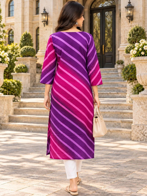 KALINI Women Leheriya Printed Thread Work Kurta - Image 3