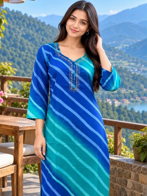 Roly Poly Women Printed Thread Work Kurta - Image 3