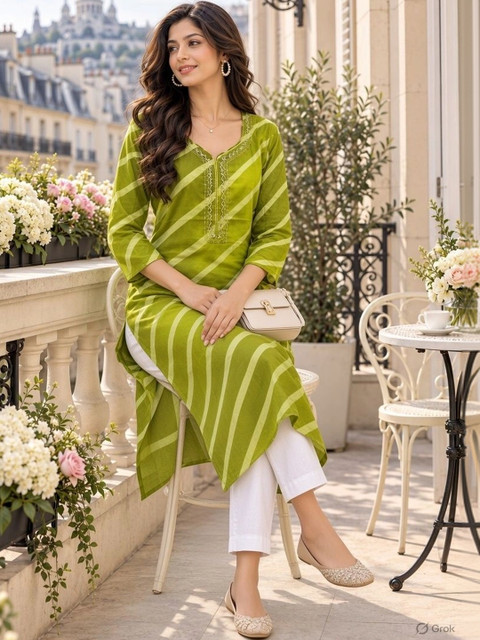 KALINI Women Printed Thread Work Kurta - Image 4