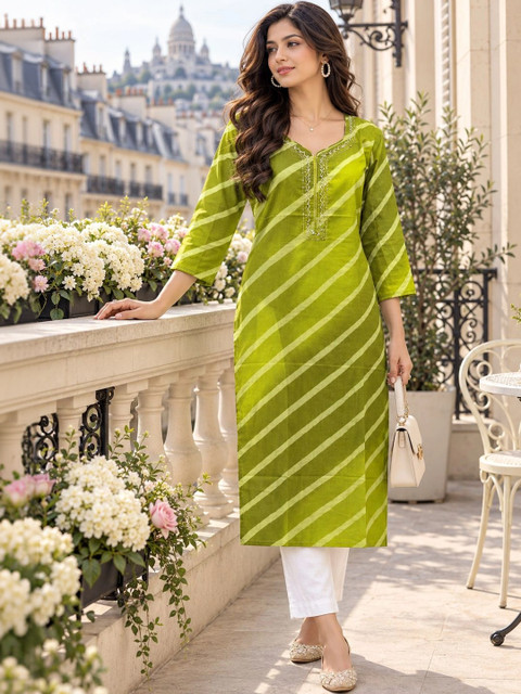 KALINI Women Printed Thread Work Kurta - Image 6
