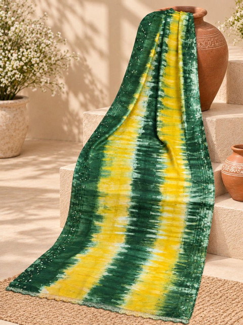 Anouk Dyed Tie and Dye Dupatta with Sequinned - Image 2
