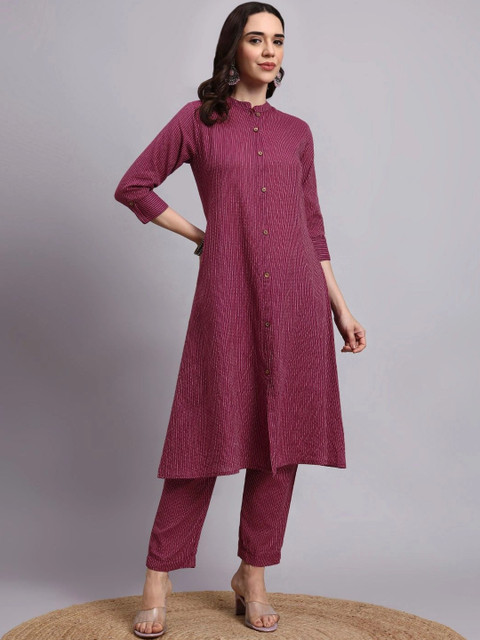 NAVYAAZRI Women Printed Regular Pure Cotton Kurta with Trousers