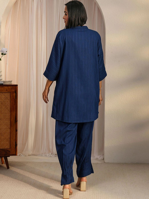 Libas Indigo Striped Tunic with Trousers - Image 3