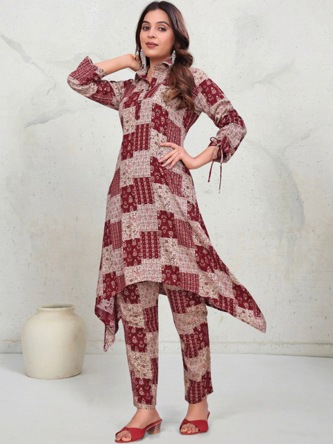Sangria Indie Florals Cotton Printed Shirt with Trousers - Image 3