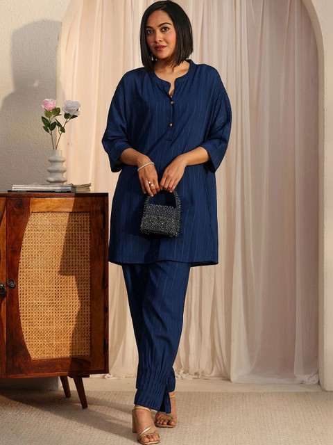 Libas Indigo Striped Tunic with Trousers - Image 5