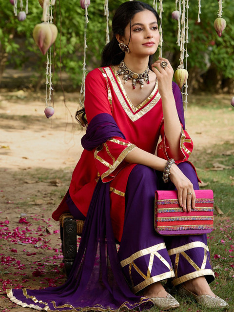 Khushal K Women Regular Kurta With Palazzos & Dupatta