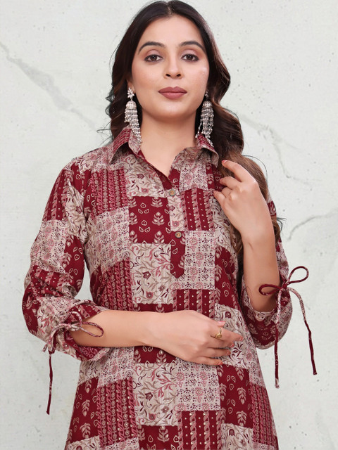 Sangria Indie Florals Cotton Printed Shirt with Trousers - Image 4
