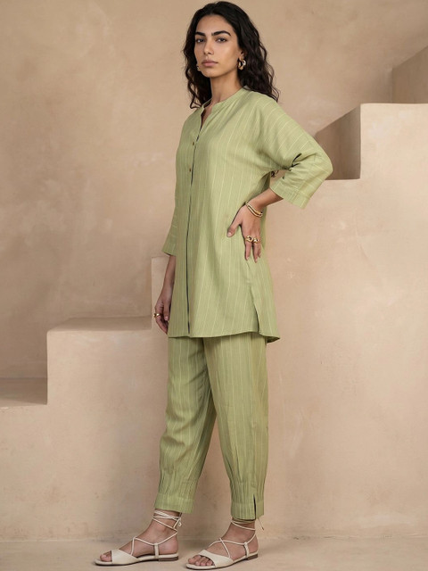 Libas Pastels Woven Design Tunic with Trousers - Image 2