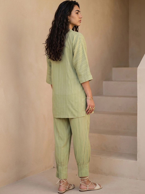 Libas Pastels Woven Design Tunic with Trousers - Image 4