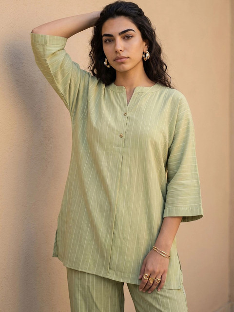 Libas Pastels Woven Design Tunic with Trousers - Image 3