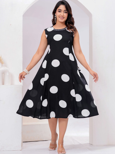 aayusika Print Fit & Flare Pure Cotton Dress