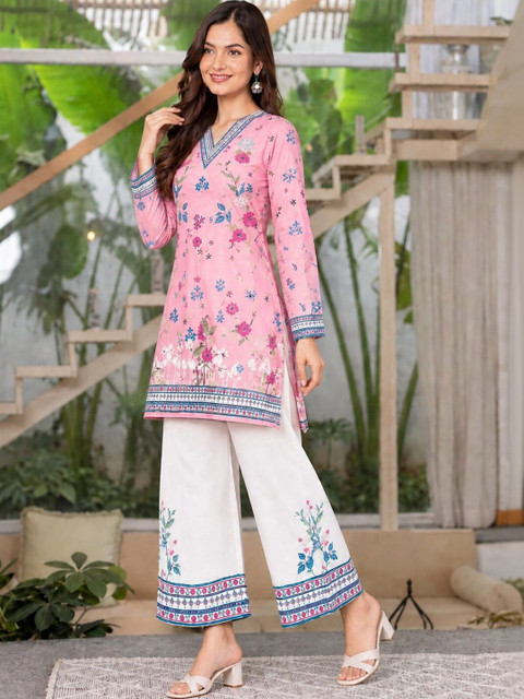 SZN Romantic Florals Printed Tunic with Palazzos