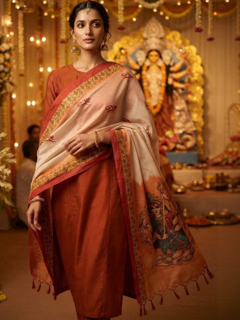 Dupatta Bazaar Ethnic Motifs Printed Kalamkari Dupatta