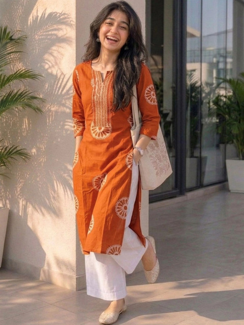 Pjyot by surhi Women Ethnic Motifs Printed Thread Work Indie Prints Kurta - Image 4