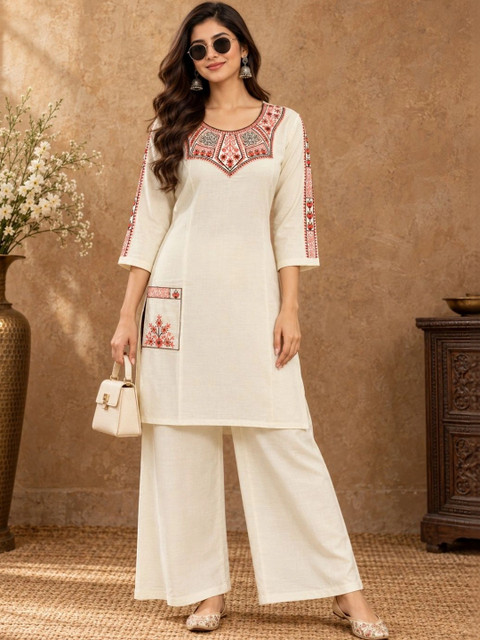 INNAAYA FASHION Pastels Embroidered Tunic with Trousers - Image 7
