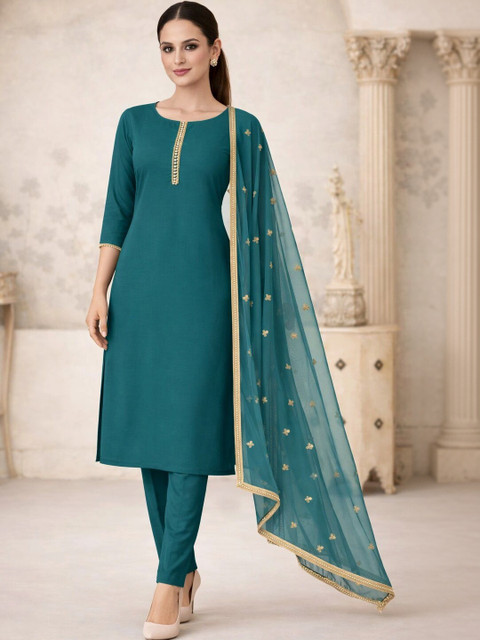 KROLIANT Women Regular Thread Work Kurta with Trousers & With Dupatta