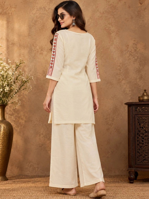 INNAAYA FASHION Pastels Embroidered Tunic with Trousers - Image 2