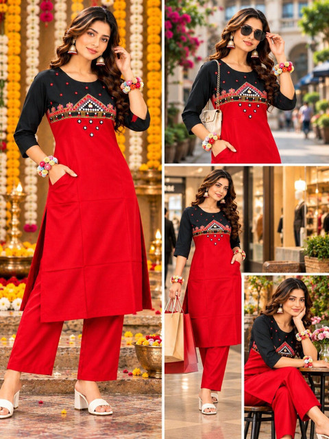 UNILYN Bling & Sparkly Embroidered Tunic with Trousers - Image 5