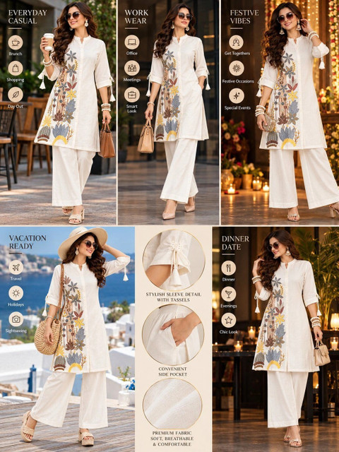 UNILYN Women Floral Embroidered Tunic with Palazzos - Image 5