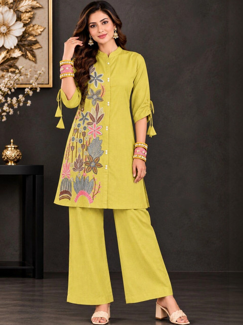 UNILYN Floral Embroidered Tunic with Palazzos