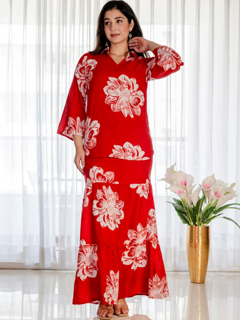 Moda Rapido Cotton Printed Top with Skirt