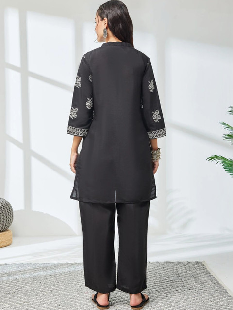 KALINI Floral Chanderi Embroidered Top with Trousers - Image 4