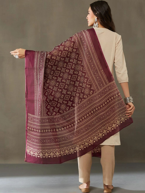 Sangria Printed Block Print Dupatta - Image 7