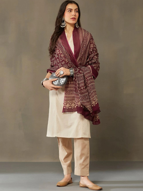 Sangria Printed Block Print Dupatta - Image 3