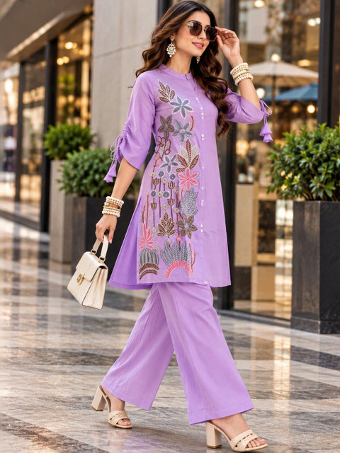 UNILYN Floral Embroidered Tunic with Palazzos - Image 3