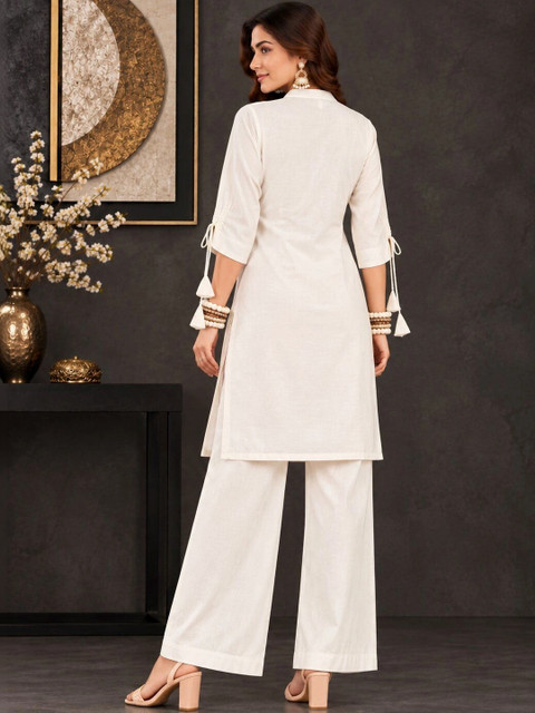 UNILYN Women Floral Embroidered Tunic with Palazzos - Image 2