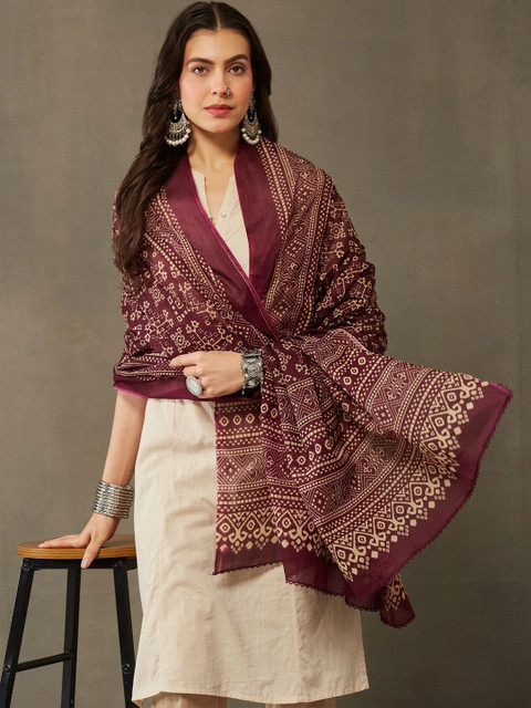 Sangria Printed Block Print Dupatta - Image 2