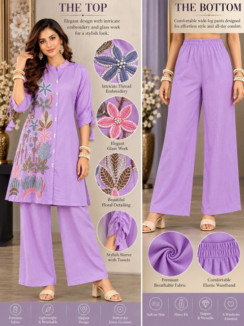 UNILYN Floral Embroidered Tunic with Palazzos - Image 6