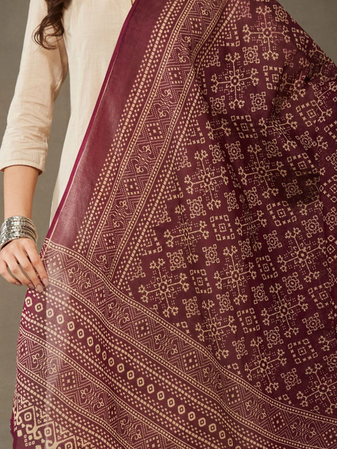 Sangria Printed Block Print Dupatta - Image 4