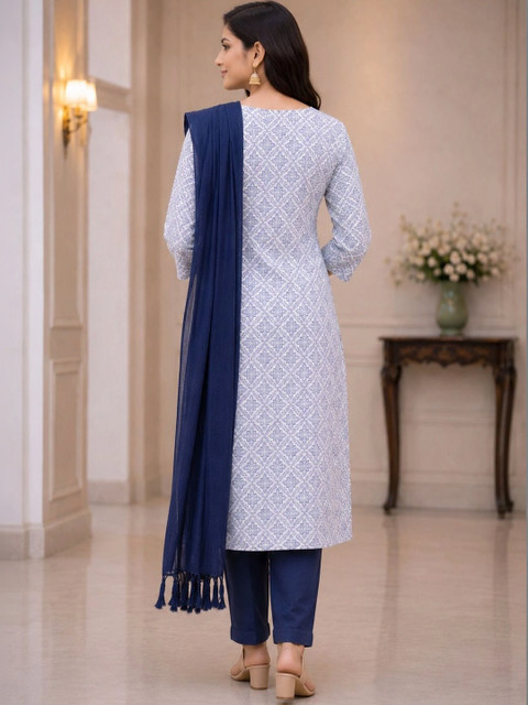 MI Textile Women Ethnic Motifs Printed Regular Kurta with Trousers & With Dupatta - Image 3