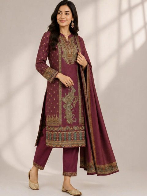 Wool's Kart Women Ethnic Motifs Printed Regular Kurta with Trousers & With Dupatta