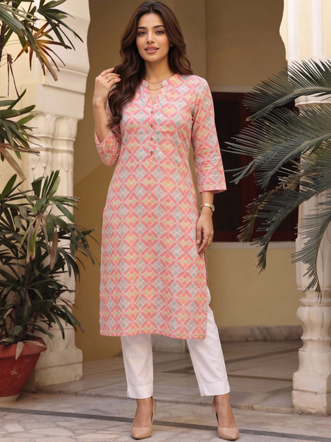Rangita Women Geometric Printed Pastels Kurta