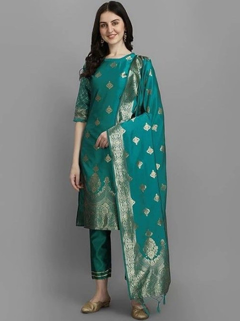 kantuba Women Art Silk Unstitched Dress Material - Image 2