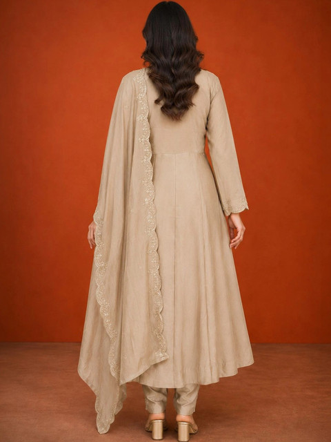 SAINOOR Women Ethnic Motifs Embroidered Empire Thread Work Kurta with Churidar & With Dupatta - Image 7
