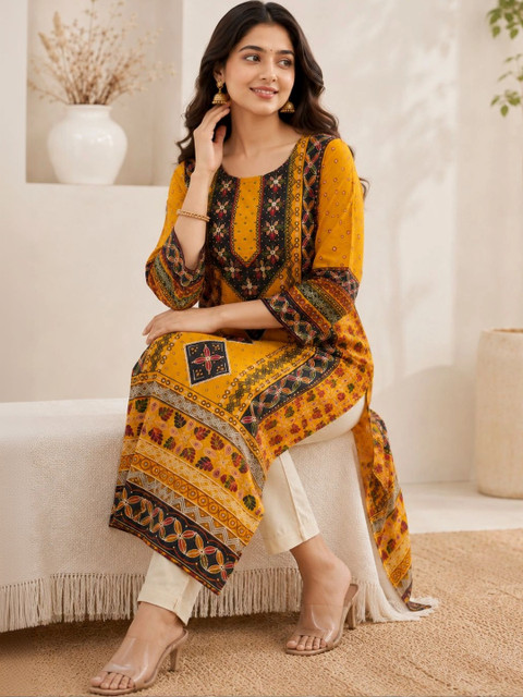 Anouk Women Ethnic Motifs Printed Indie Prints Kurta - Image 5