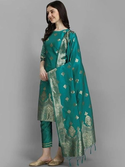 kantuba Women Art Silk Unstitched Dress Material - Image 3